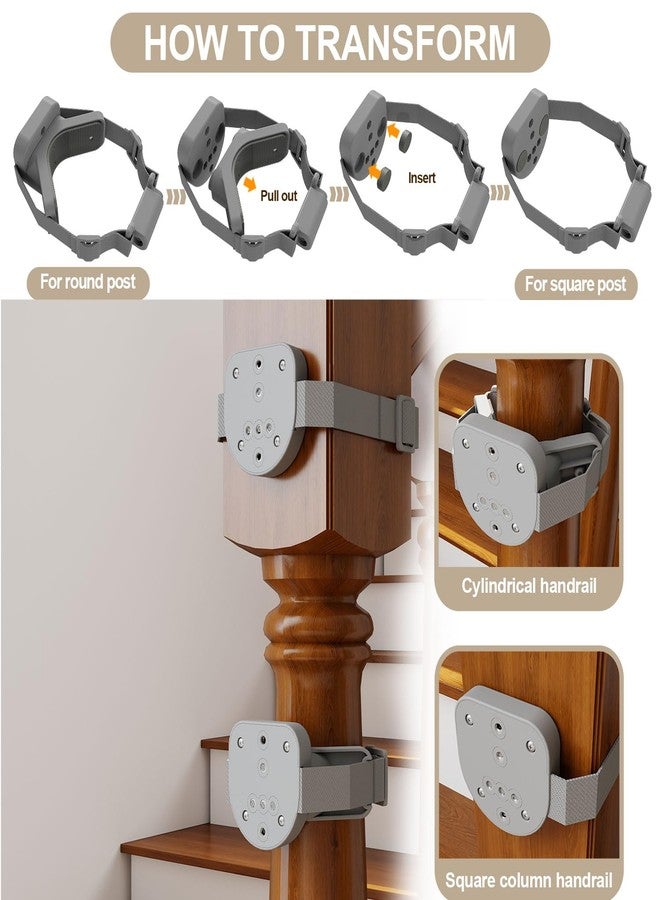 Miumoon 2-Pack No Hole Stairway Baby Gate Mounting Kit for Miumoon Retractable Gate, No‑Drill Retractable Baby Gates Part Fit 1.9"–3.74" Round & 2.76"–3.74" Square Posts,Retractable Stair Gates for Miumoon - Image 2